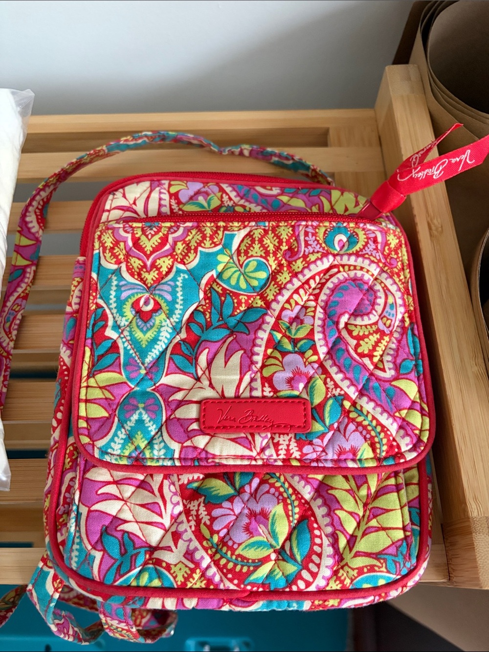 Vera Bradley Pink Multi Paisley Quilted Crossbody Bag